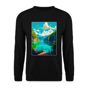 Nationalpark Plitvicer Seen Kroatien Reiseplakat - Unisex Pullover - Schwarz - Vorne - Alina (178cm) & Michal (187cm)