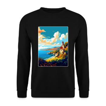 Galicien Spanien Vintage Reiseplakat WPA Souvenir - Unisex Pullover - Schwarz - Vorne - Alina (178cm) & Michal (187cm)