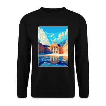 Versailles Frankreich Vintage Reiseplakat Souvenir - Unisex Pullover - Schwarz - Vorne - Alina (178cm) & Michal (187cm)