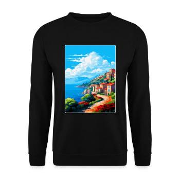 Elba Italien Vintage Reiseplakat Souvenir Souvenir - Unisex Pullover - Schwarz - Vorne - Alina (178cm) & Michal (187cm)