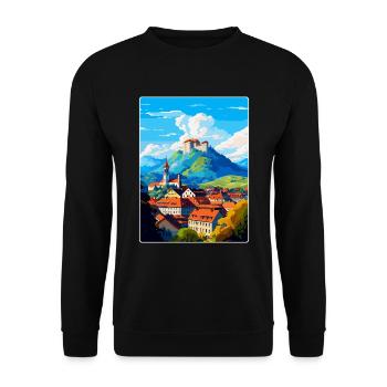 Ljubljana Slovenia Vintage Travel Poster Souvenir - Unisex Sweatshirt - black - Front - Alina (178cm) & Michal (187cm)