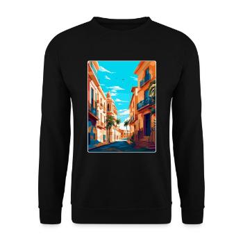 Valencia Spanien Vintage Reiseplakat Souvenir WPA - Unisex Pullover - Schwarz - Vorne - Alina (178cm) & Michal (187cm)