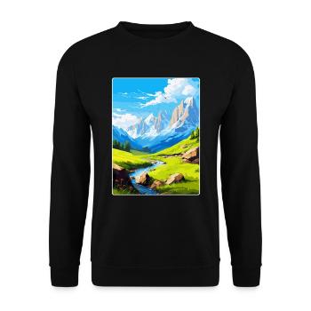 Picos De Europa National Park Spain Travel Poster - Unisex Sweatshirt - black - Front - Alina (178cm) & Michal (187cm)