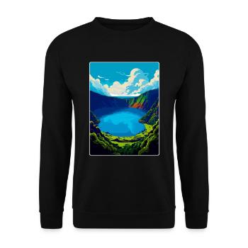 The Azores Portugal Vintage Travel Poster Souvenir - Unisex Sweatshirt - black - Front - Alina (178cm) & Michal (187cm)