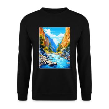 Samaria Schlucht Griechenland Vintage Reise Poster WPA Kunst - Unisex Pullover - Schwarz - Vorne - Alina (178cm) & Michal (187cm)
