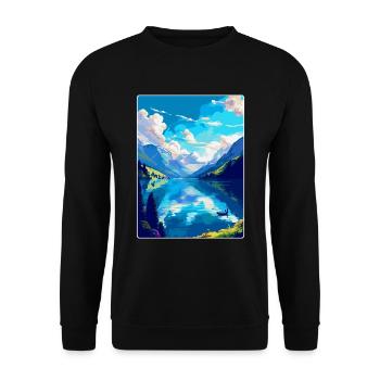 Lac des Quatre-Cantons, Suisse, Affiche de voyage vintage WPA - Sweat-shirt Unisexe - noir - Devant - Alina (178cm) & Michal (187cm)