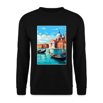 Venedig Italien Vintage Reiseplakat WPA Souvenir - Unisex Pullover - Schwarz - Vorne - Alina (178cm) & Michal (187cm)