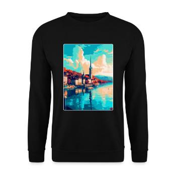 Zurich Suisse Affiche de voyage vintage souvenir - Sweat-shirt Unisexe - noir - Devant - Alina (178cm) & Michal (187cm)