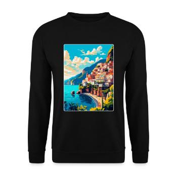 Amalfi Italie Affiche de voyage vintage WPA Souvenir - Sweat-shirt Unisexe - noir - Devant - Alina (178cm) & Michal (187cm)
