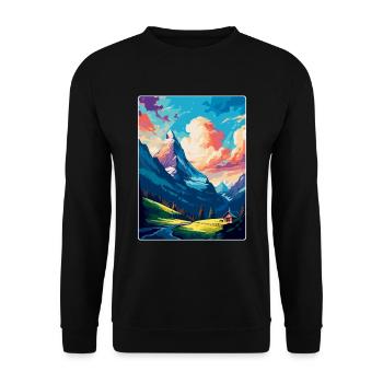 Grindelwald Switzerland Vintage Travel Poster WPA - Unisex Sweatshirt - black - Front - Alina (178cm) & Michal (187cm)