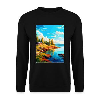 Ålandinseln Finnland Vintage Reiseplakat WPA - Unisex Pullover - Schwarz - Vorne - Alina (178cm) & Michal (187cm)