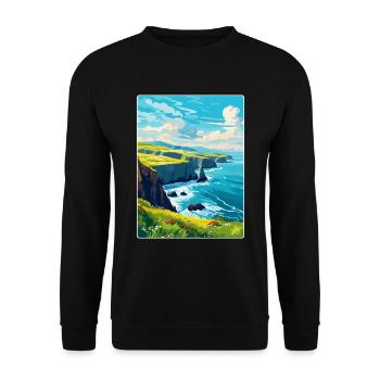 Dingle Halbinsel Irland Vereinigtes Königreich Vintage Reiseposter - Unisex Pullover - Schwarz - Vorne - Alina (178cm) & Michal (187cm)
