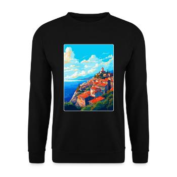 Eze France Vintage Travel Poster Souvenir Souvenir - Unisex Sweatshirt - black - Front - Alina (178cm) & Michal (187cm)