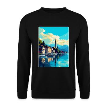 Bregenz Autriche Affiche de voyage vintage souvenir WPA - Sweat-shirt Unisexe - noir - Devant - Alina (178cm) & Michal (187cm)