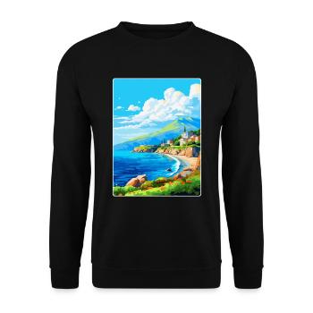 Mani Halbinsel Griechenland Vintage Reiseposter WPA - Unisex Pullover - Schwarz - Vorne - Alina (178cm) & Michal (187cm)