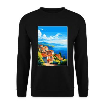 Samos Greece Vintage Travel Poster WPA Souvenir - Unisex Sweatshirt - black - Front - Alina (178cm) & Michal (187cm)