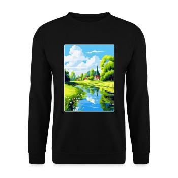 Spreewald Allemagne Affiche de voyage vintage souvenir - Sweat-shirt Unisexe - noir - Devant - Alina (178cm) & Michal (187cm)