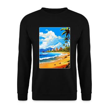 Playa De Las Americas Spanien Vintage Reiseplakat - Unisex Pullover - Schwarz - Vorne - Alina (178cm) & Michal (187cm)