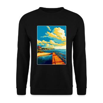 Swinoujscie Pologne Affiche de voyage vintage souvenir - Sweat-shirt Unisexe - noir - Devant - Alina (178cm) & Michal (187cm)