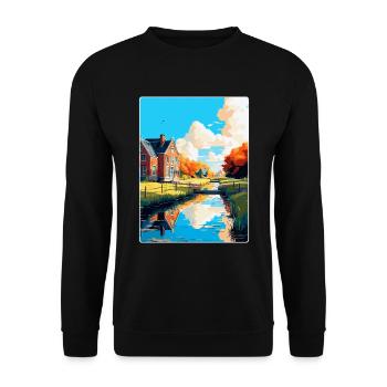 Uitgeest Netherlands Vintage Travel Poster WPA Art - Unisex Sweatshirt - black - Front - Alina (178cm) & Michal (187cm)