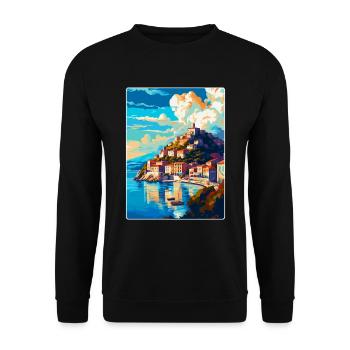 Kavala Grèce Vintage Affiche de voyage WPA Souvenir - Sweat-shirt Unisexe - noir - Devant - Alina (178cm) & Michal (187cm)