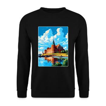 Kalmar Schweden Vintage Reiseposter WPA Souvenir - Unisex Pullover - Schwarz - Vorne - Alina (178cm) & Michal (187cm)