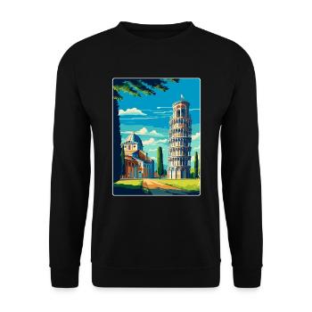 Pisa Italien Vintage Reiseplakat Souvenir Souvenir - Unisex Pullover - Schwarz - Vorne - Alina (178cm) & Michal (187cm)