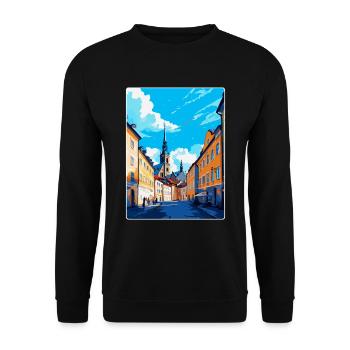 Olomouc République tchèque Affiche de voyage vintage WPA - Sweat-shirt Unisexe - noir - Devant - Alina (178cm) & Michal (187cm)