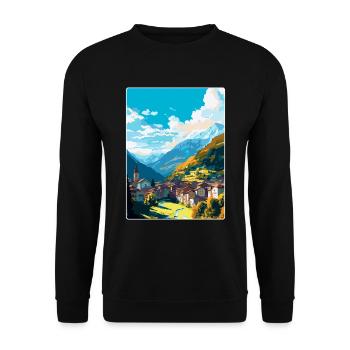 Sion Schweiz Vintage Reiseplakat Souvenir - Unisex Pullover - Schwarz - Vorne - Alina (178cm) & Michal (187cm)