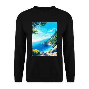 Brela Kroatien Vintage Reiseposter WPA Souvenir - Unisex Pullover - Schwarz - Vorne - Alina (178cm) & Michal (187cm)
