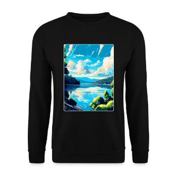 Danube River Europe Vintage Travel Poster Souvenir - Unisex Sweatshirt - black - Front - Alina (178cm) & Michal (187cm)