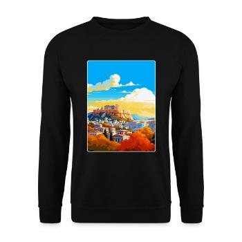 Athens Greece Vintage Travel Poster WPA Souvenir - Unisex Sweatshirt - black - Front - Alina (178cm) & Michal (187cm)
