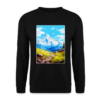 Gran Paradiso Italy Vintage Travel Poster Souvenir - Unisex Sweatshirt - black - Front - Alina (178cm) & Michal (187cm)
