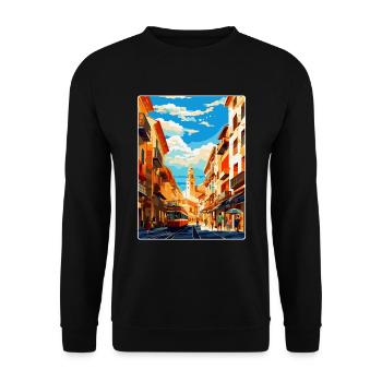 Pamplona Spanien Vintage Reiseplakat Souvenir WPA - Unisex Pullover - Schwarz - Vorne - Alina (178cm) & Michal (187cm)