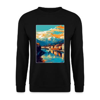 Villach Austria Vintage Travel Poster Souvenir WPA - Unisex Sweatshirt - black - Front - Alina (178cm) & Michal (187cm)