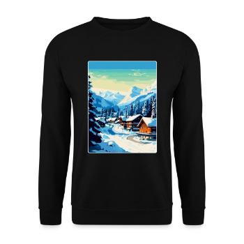 Gstaad Suisse Affiche de voyage vintage souvenir - Sweat-shirt Unisexe - noir - Devant - Alina (178cm) & Michal (187cm)