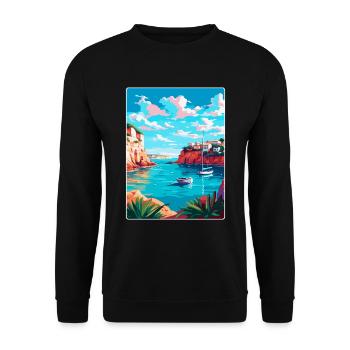 Menorca Spain Vintage Travel Poster WPA Souvenir - Unisex Sweatshirt - black - Front - Alina (178cm) & Michal (187cm)
