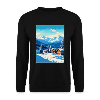 Kitzbuhel Austria Vintage Travel Poster Souvenir - Unisex Sweatshirt - black - Front - Alina (178cm) & Michal (187cm)