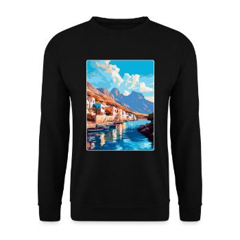 Kalymnos Griechenland Vintage Reise Poster Souvenir WPA - Unisex Pullover - Schwarz - Vorne - Alina (178cm) & Michal (187cm)