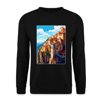 Cuenca Spain Vintage Travel Poster WPA Souvenir - Unisex Sweatshirt - black - Front - Alina (178cm) & Michal (187cm)
