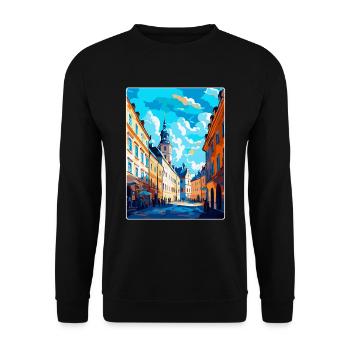 Lublin Pologne Affiche de voyage vintage WPA Souvenir - Sweat-shirt Unisexe - noir - Devant - Alina (178cm) & Michal (187cm)