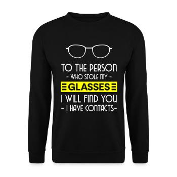 Glasses Short-sighted Lenses Optics - Unisex Sweatshirt - black - Front - Alina (178cm) & Michal (187cm)
