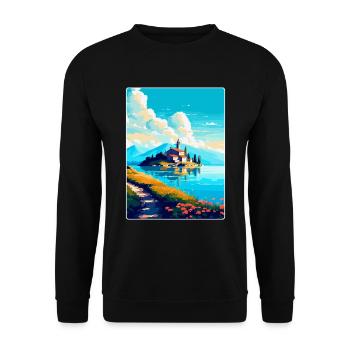 Visovac Kroatien Vintage Reiseplakat Souvenir WPA - Unisex Pullover - Schwarz - Vorne - Alina (178cm) & Michal (187cm)