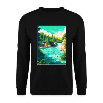 Krka Nationalpark Kroatien Vintage Reiseplakat - Unisex Pullover - Schwarz - Vorne - Alina (178cm) & Michal (187cm)