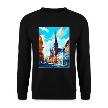 Darmstadt Germany Vintage Travel Poster Souvenir - Unisex Sweatshirt - black - Front - Alina (178cm) & Michal (187cm)