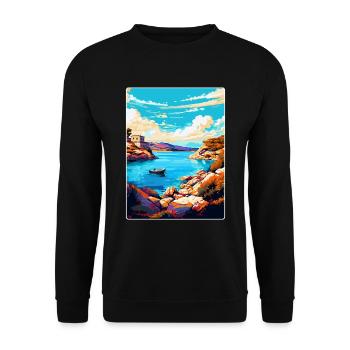 Kornati Kroatien Vintage Reiseplakat Souvenir WPA - Unisex Pullover - Schwarz - Vorne - Alina (178cm) & Michal (187cm)