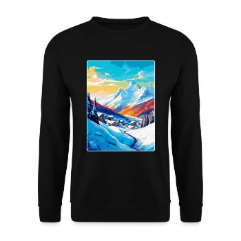 Les Arcs France Vintage Travel Poster Souvenir WPA - Unisex Sweatshirt - black - Front - Alina (178cm) & Michal (187cm)