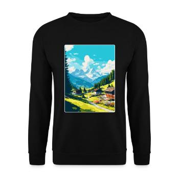 Gstaad Suisse Affiche de voyage vintage souvenir - Sweat-shirt Unisexe - noir - Devant - Alina (178cm) & Michal (187cm)