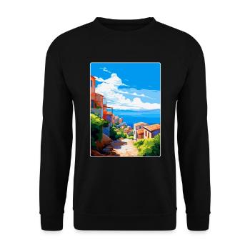 Tarifa Spanien Vintage Reiseplakat WPA Souvenir - Unisex Pullover - Schwarz - Vorne - Alina (178cm) & Michal (187cm)