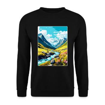 Hohe Tauern Österreich Vintage Reiseplakat Souvenir - Unisex Pullover - Schwarz - Vorne - Alina (178cm) & Michal (187cm)